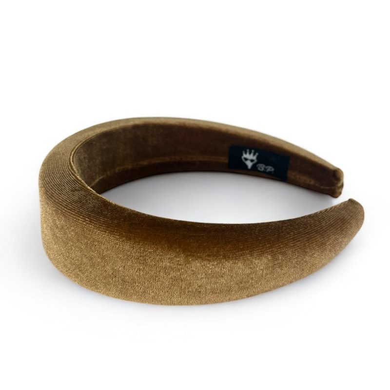 Cerchietto per capelli donna in velluto, con bombatura alta (Tabacco)