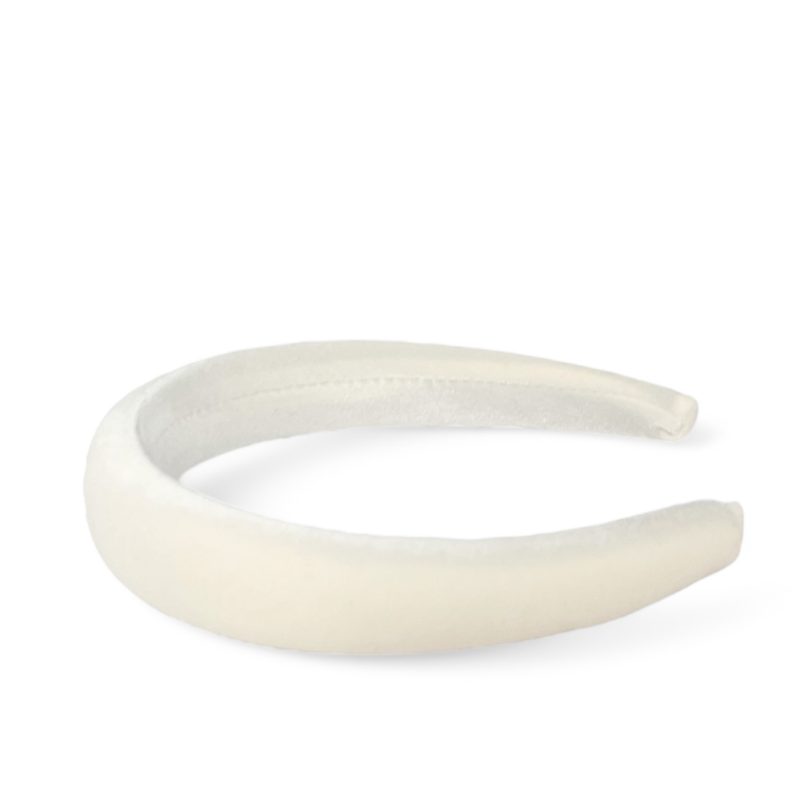 Cerchietto per capelli donna in velluto, bombatura media (Bianco latte)