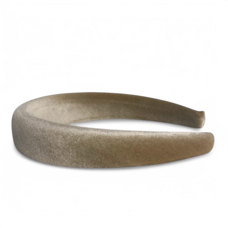 Cerchietto per capelli donna in velluto, bombatura media (Tortora)