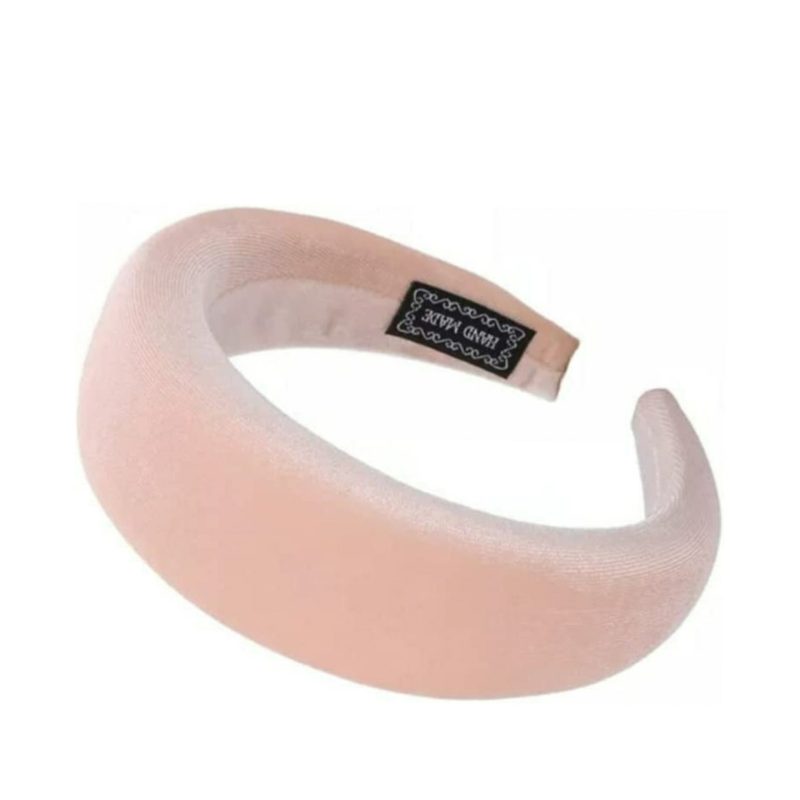 Cerchietto per capelli donna in velluto, con bombatura alta (Rosa)