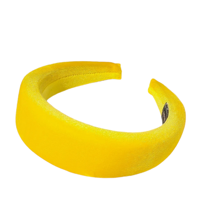 Cerchietto per capelli donna in velluto, con bombatura alta (Giallo)