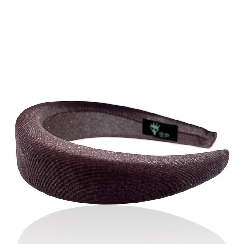 Cerchietto per capelli donna in velluto, con bombatura alta (Rosa talpa scuro)