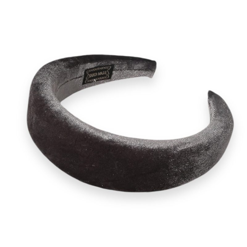 Cerchietto per capelli donna in velluto, con bombatura alta (Grigio)