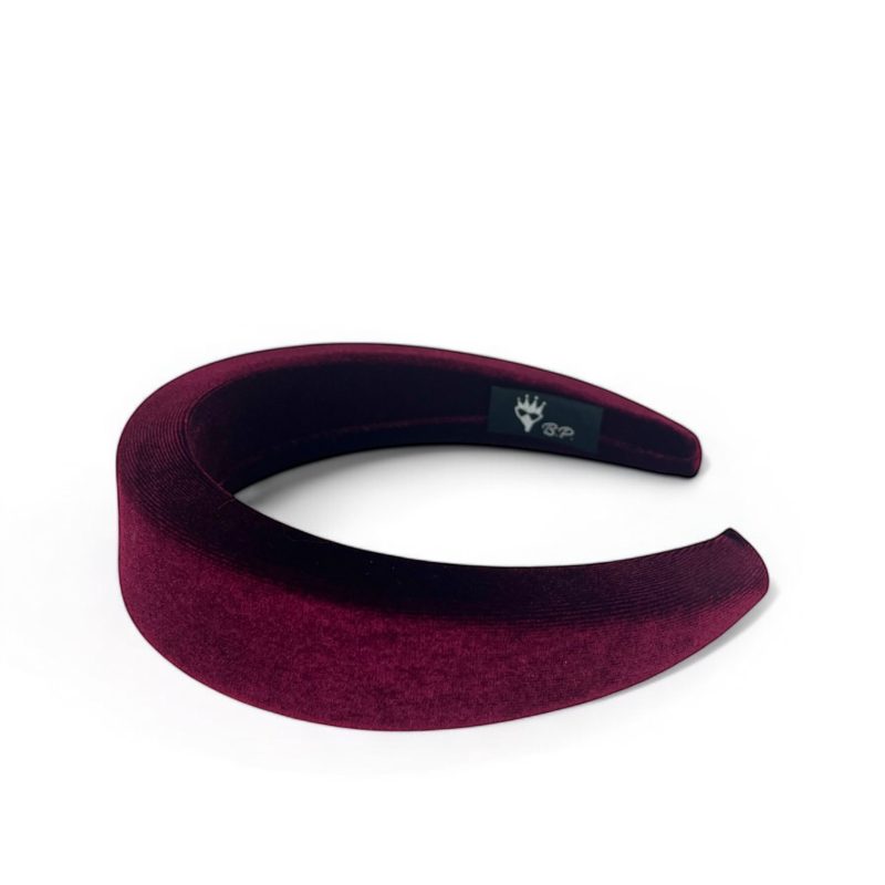 Cerchietto per capelli donna in velluto, con bombatura alta (Borgogna)