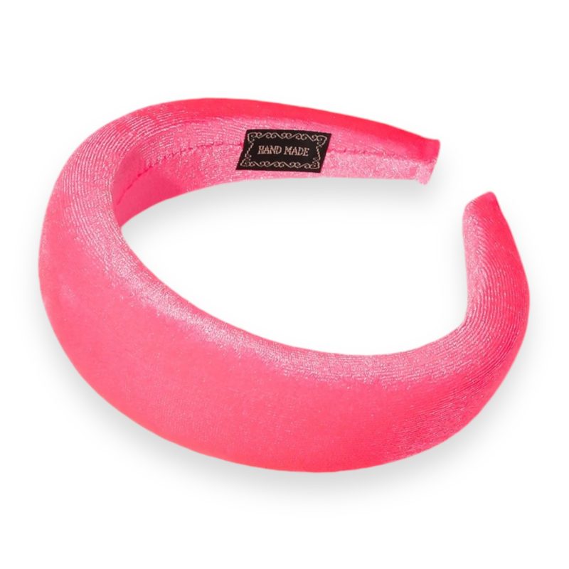 Cerchietto per capelli donna in velluto, con bombatura alta (Rosa forte)